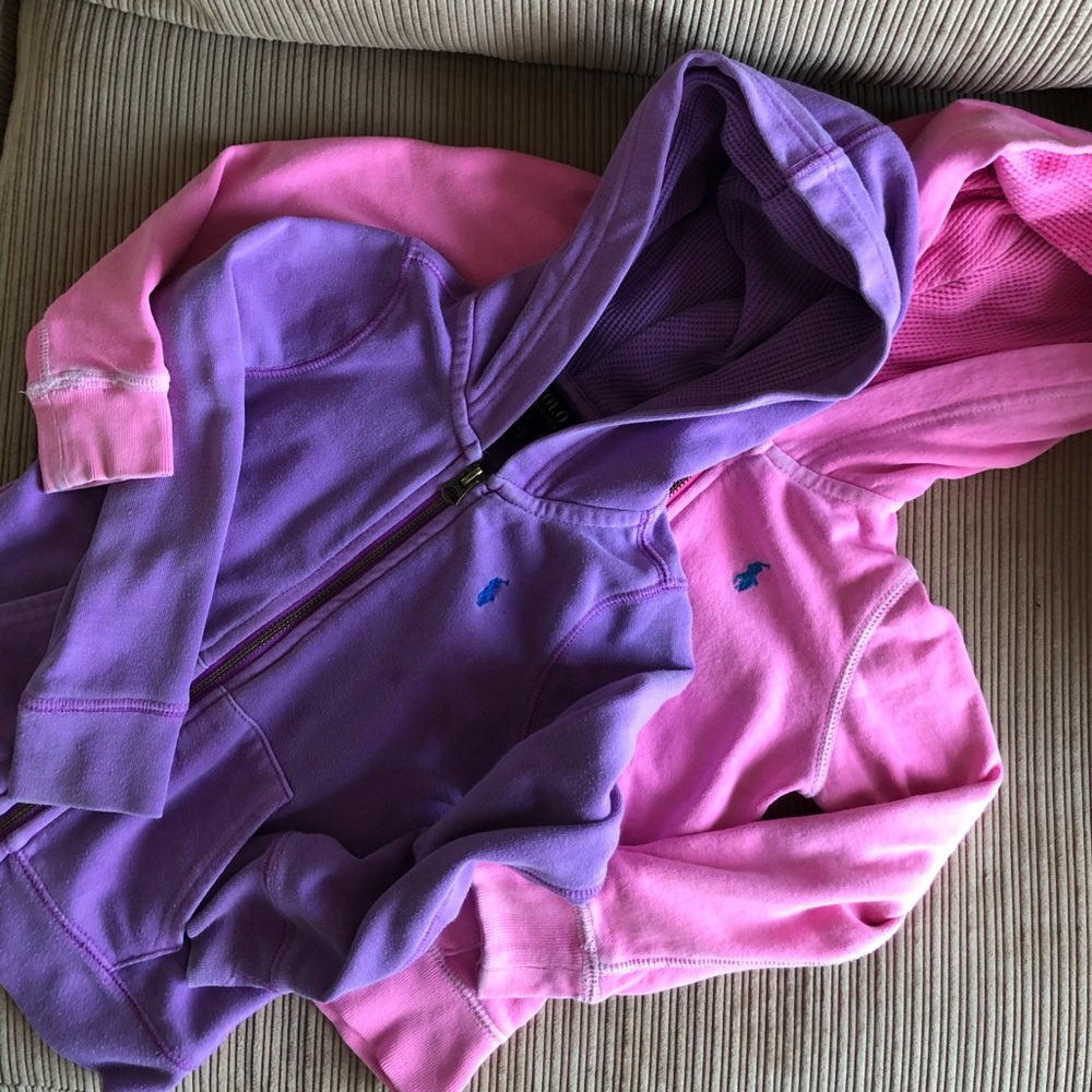 Bundle of distressed Polo pink and purple sweaters